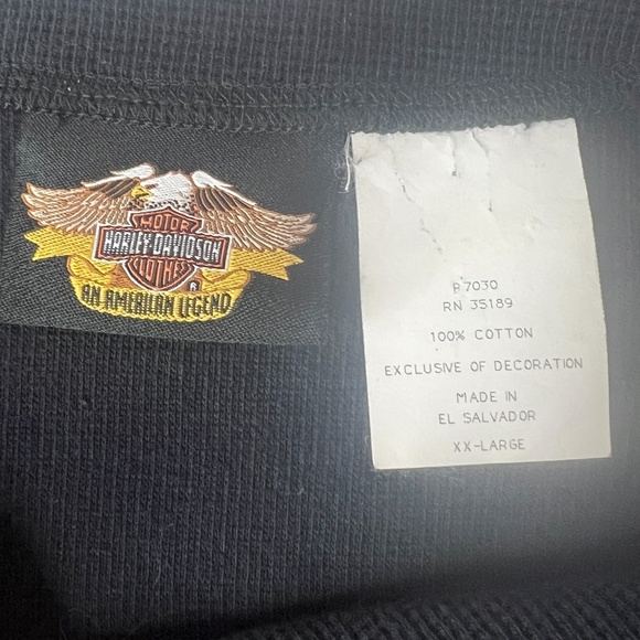 Harley Davidson Women's Waffle Knit V-Neck‎ Boxy Top Sz XXL Black Short Sleeve - Picture 6 of 7